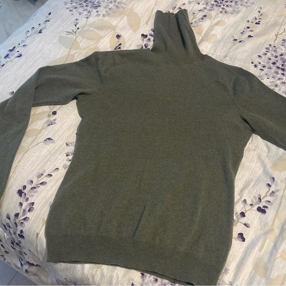 Ralph Lauren Black Label 100% Cashmere Neutral Green Turtleneck Sweater, Sz M